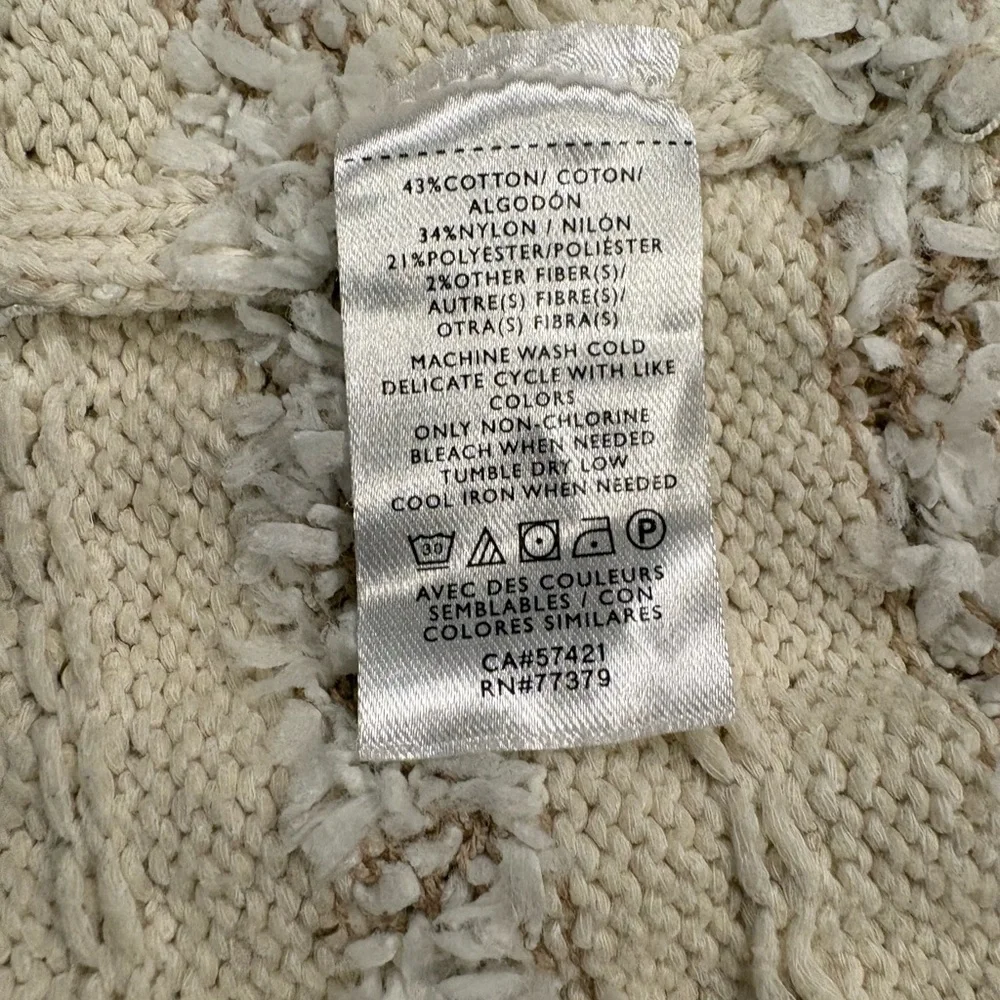 Ann Taylor White Textured Open Front Sweater Size MP - Picture 4 of 4